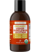 Kate Naturals Lecitina de Girasol Líquida en envase, emulsiona productos de forma natural