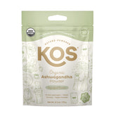 KOS Ashwagandha Orgánica en frasco, polvo fino ideal para batidos.