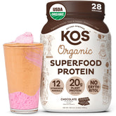 KOS Proteína vegana en polvo chocolate para batidos cremosos.