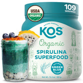 KOS spirulina polvo en bote, antioxidantes para batidos