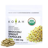 KOYAH frasco de cápsulas de brócoli liofilizado, ideal para incorporar a la rutina diaria.