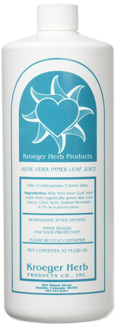 Kroeger Herb Aloe Vera Gel con hoja interior, hidratación suave para la piel.