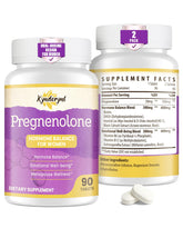 Kynderynl pregnenolona con ashwagandha, tabletas masticables para dosis dual y consumo cómodo.