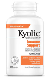 Kyolic extracto de ajo envejecido 103, botella para apoyo inmunológico diario.