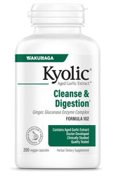 Kyolic fórmula 102 en botella con extracto de ajo envejecido sin olor.