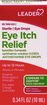 Leader Gotas para ojos: alivio rápido de alergias o irritación.