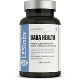 La botella de LES Labs GABA Health facilita relajación suave y calma diaria.