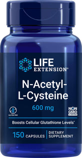 NAC Life Extension 600 mg, frasco de 150 cápsulas para apoyo a la salud celular.
