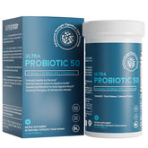 Life & Food Ultra Probiotic 50b CFU en botella para digestión diaria.