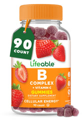 Lifeable B Complex Gummies sabor fresa: energía diaria.