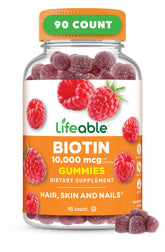 Lifeable Gomitas de Biotina para pelo, sabor frambuesa, cuidado diario