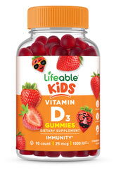 Gomitas Lifeable para niños sabor fresa, apoyo a huesos fuertes y defensa inmunitaria