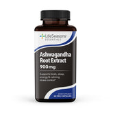 LifeSeasons Ashwagandha: cápsulas en botella para apoyo al estrés.