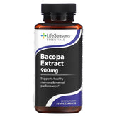 LifeSeasons Bacopa Extract 900 mg en frasco, apoyo a la memoria y concentración diaria.