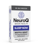 LifeSeasons NeuroQ Sleep Now: botella con tiras de menta para apoyar el sueño natural.