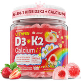 LILICARE gomitas liquidas D3K2 calcio, sabor fresa, apoyo a huesos y dientes