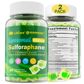 Gomitas liposomales de sulforafano LILICARE en frasco, apoyo antioxidante diario.