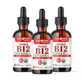 LIQUIDHEALTH gotas de B12 en botella para energía sostenida.