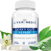 Liver Medic Reparación del intestino: botella de cápsulas para apoyo digestivo.