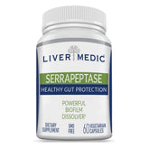 Liver Medic Serrapeptase, cápsulas para dosis diarias y potencial absorción.