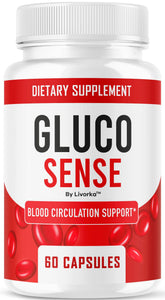 GlucoSense de LIVORKA frasco frontal para apoyo diario al bienestar