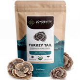 Longevity Botanicals cola de pavo polvo, foco fruto, apoyo digestivo suave.