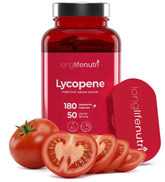 LongLifeNutri Licopeno 50 mg, cápsulas vegetarianas en frasco, posible apoyo a la salud celular