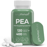LongLifeNutri PEA 400mg en botella con cápsulas vegetarianas para apoyo diario