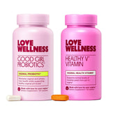 Love Wellness Good Girl Probiotics en botella, para mantener pH equilibrado y salud urinaria.
