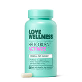 Love Wellness Hello Burn Activate: botella en primer plano para apoyo del metabolismo
