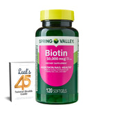 LUAL Biotina frasco y cápsulas, apoyo posible para cabello, piel y uñas.