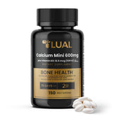 LUAL Calcio Minis 600 mg con D3 en botella para apoyar la densidad ósea diaria.