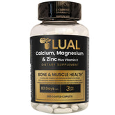 LUAL calcio, magnesio, zinc y vitamina D3: botella de cápsulas recubiertas para uso diario.