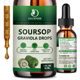 LUCNVEM Graviola Gotas: botella lista para dosis diaria y consumo cómodo.