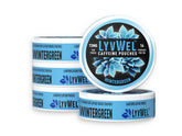 LyvWel bolsa energizante de 72 mg cafeína, sabor menta de invierno, para concentración sostenida.