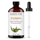 Majestic Pure Aceite Eucalipto en frasco de vidrio ámbar con gotero para difusor