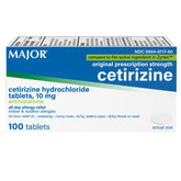 MAJOR Cetirizina 10 mg: empaque de 100 tabletas para uso diario.