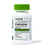 MAJOR Cetirizina 10 mg: caja de tabletas para alivio diario de alergias.