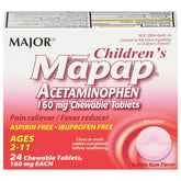 MAJOR Mapap tableta masticable acetaminofen 160 mg para fiebre y dolor leve.