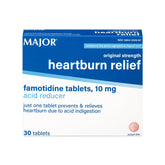 MAJOR: tableta de famotidina para alivio del ardor estomacal.