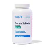 Major Senna: tableta laxante vegetal en frasco, promueve la regularidad diaria.