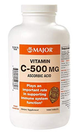 MAJOR Vitamina C-500mg: botella de tabletas para apoyo diario del sistema inmune