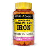 Tabletas Mason Natural Hierro 50 mg, liberación lenta, apoyo diario.