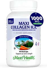 Maxi Health Colágeno Marino 1000 mg, cápsulas para articulaciones y piel saludable.