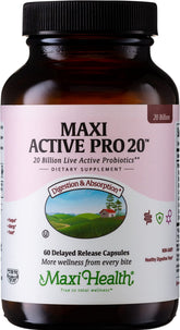 Maxi Health Probiotics cápsulas digestivas para apoyo intestinal diario.
