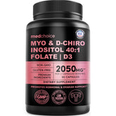 MedChoice Myo-Inositol 40:1 para mujer, bote visible, apoyo al equilibrio hormonal diario.