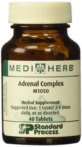 Mediherb Adrenal Complex tabletas en empaque, apoyo para la energía diaria.
