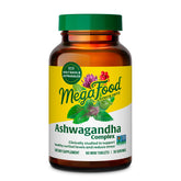 MegaFood Ashwagandha Complex: botella para uso diario y balance emocional.