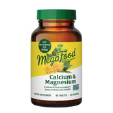 MegaFood Calcio-Magnésio: botella con cápsulas para apoyo óseo y muscular.