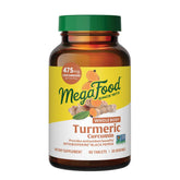 MegaFood Curcuma: cápsulas en botella para apoyo antioxidante diario y energía sostenida.